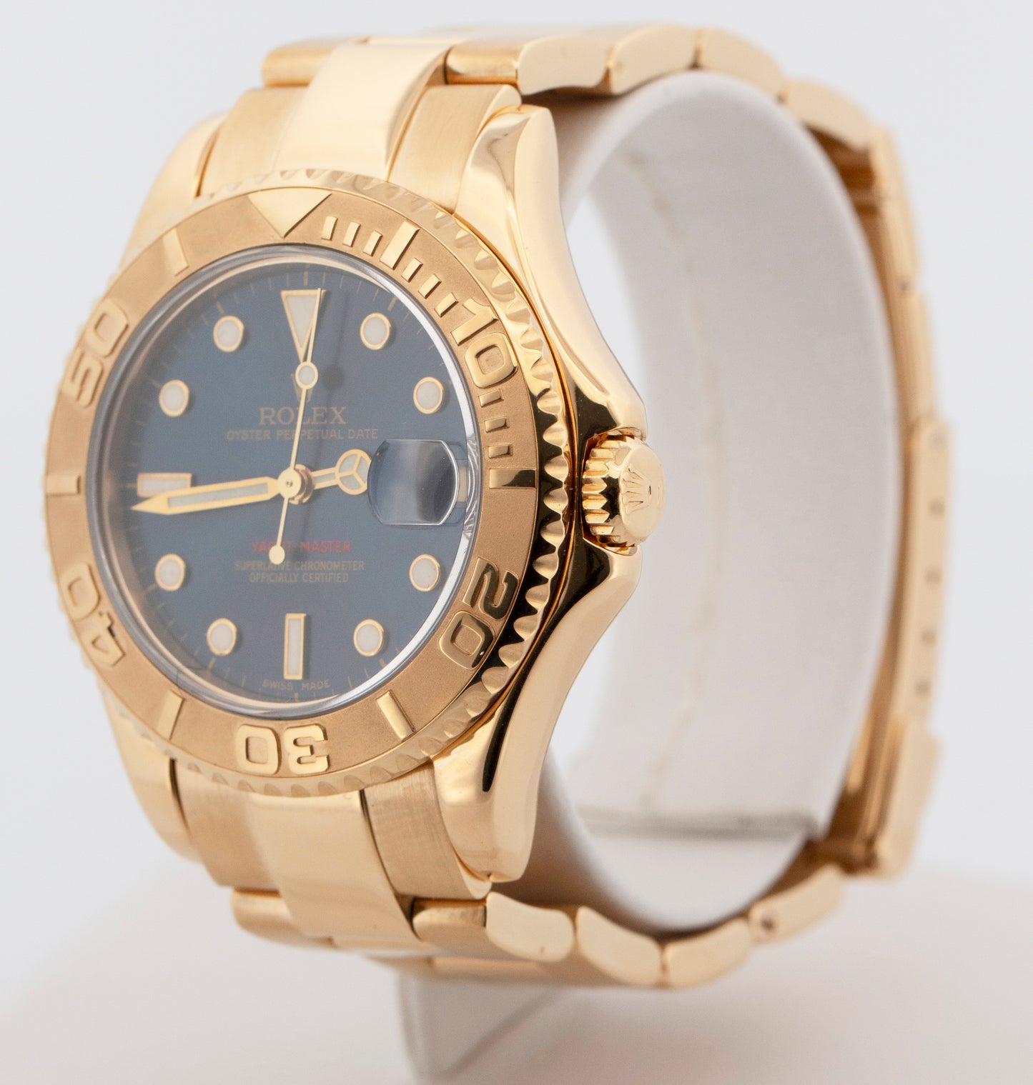Ladies Rolex Yacht-Master BLUE 18K Yellow Gold 35mm 68628 Date Watch