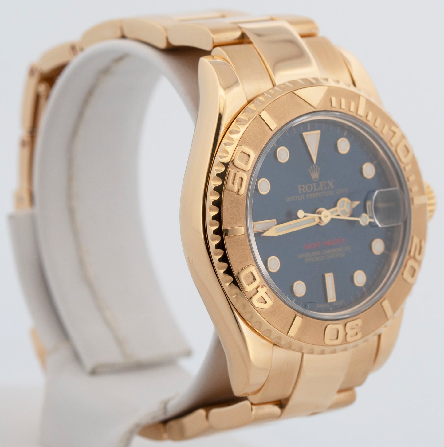 Ladies Rolex Yacht-Master BLUE 18K Yellow Gold 35mm 68628 Date Watch