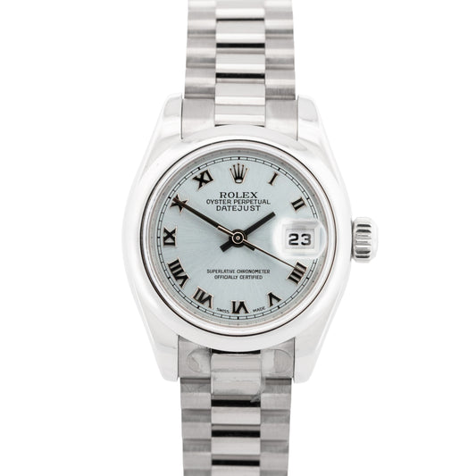 MINT 2014 PAPERS Rolex Day-Date Presidential 26mm Blue Platinum 176166 BOX