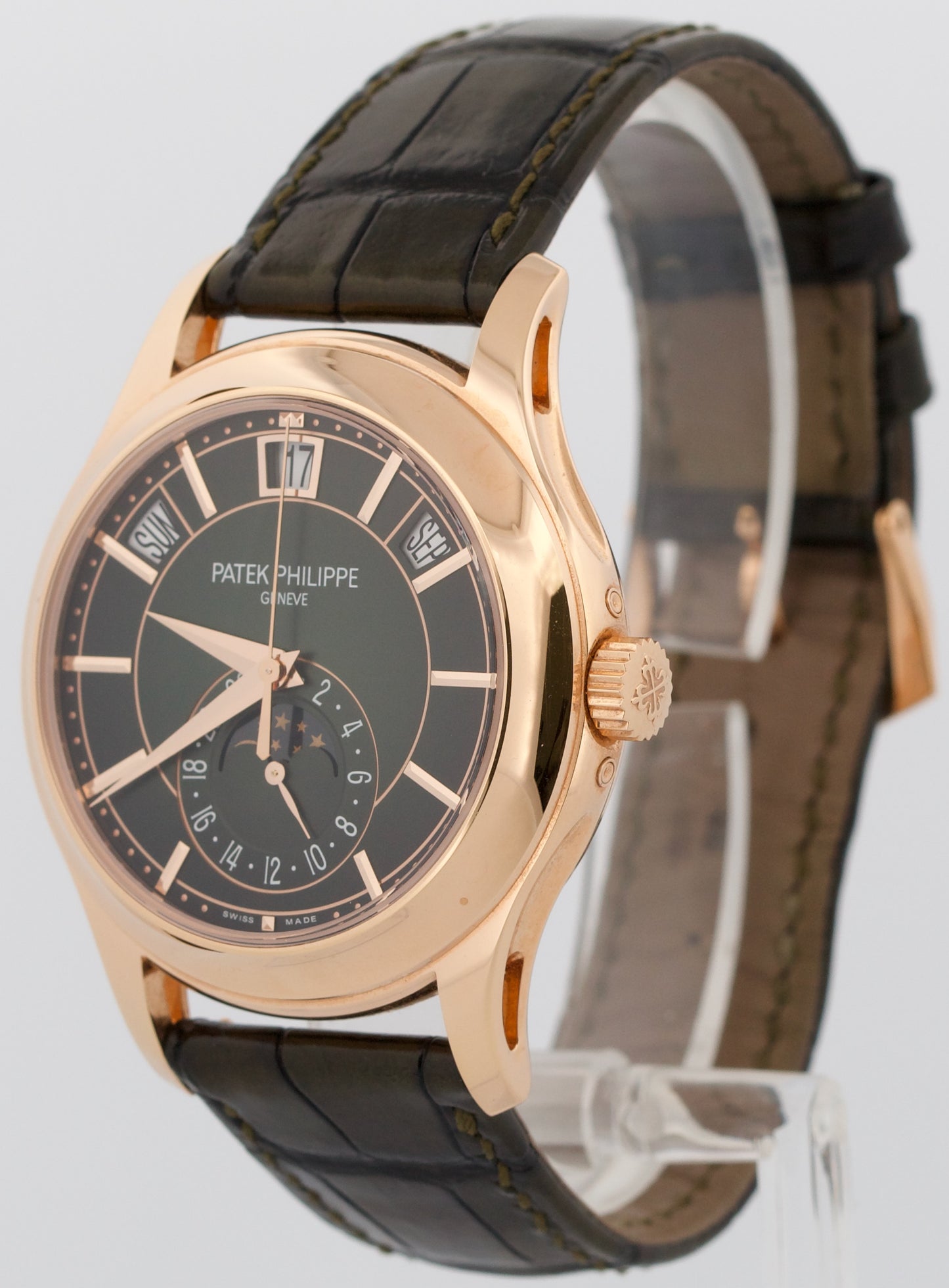 PAPERS Patek Philippe Annual Calendar Complications GREEN 18K Gold 5205R-011 BOX