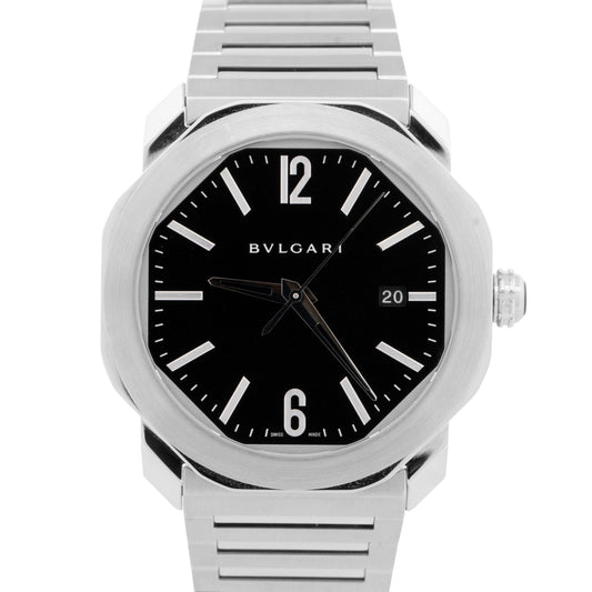 MINT Bvlgari Octo BLACK Stainless Steel Bulgari Automatic 41mm Watch OC41S BOX