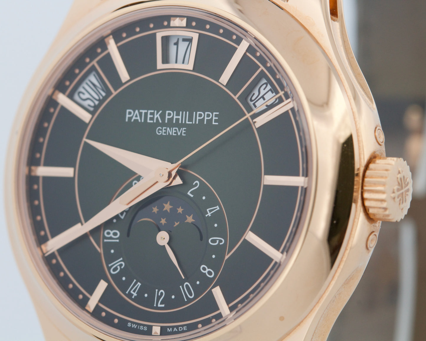PAPERS Patek Philippe Annual Calendar Complications GREEN 18K Gold 5205R-011 BOX