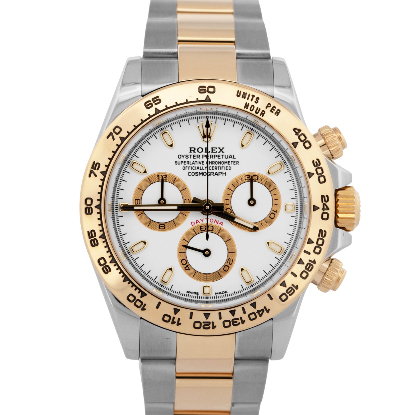 Rolex Daytona Cosmograph WHITE Two-Tone Yellow Gold Steel 40mm 116503 Watch