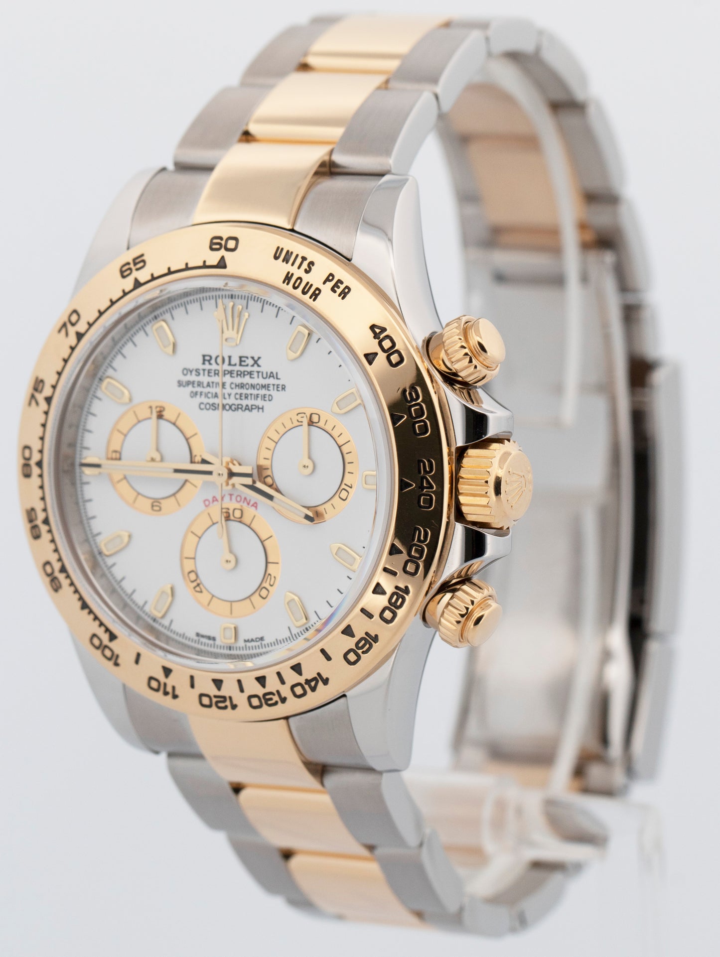Rolex Daytona Cosmograph WHITE Two-Tone Yellow Gold Steel 40mm 116503 Watch