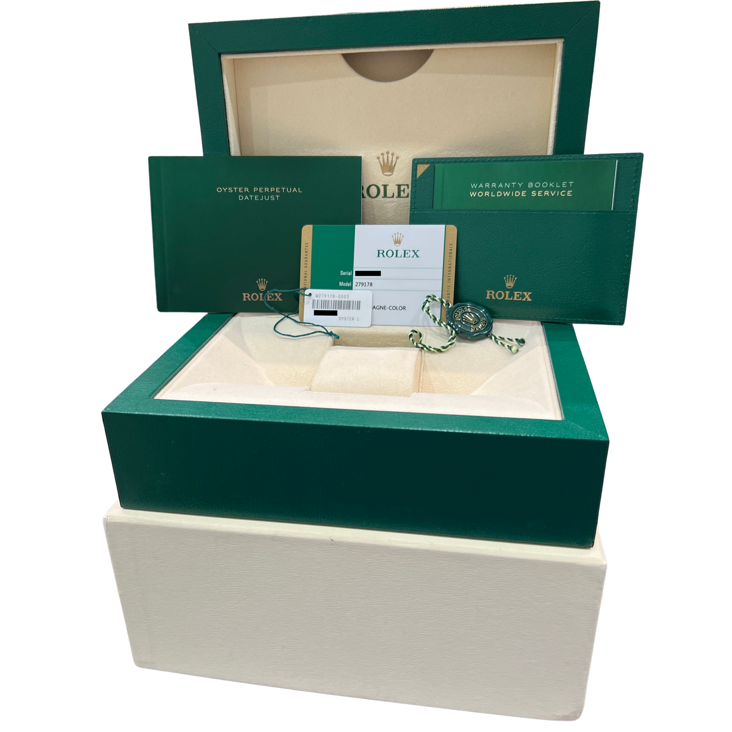 PAPERS Rolex DateJust President 28mm Champagne 18K Yellow Gold 279178 BOX