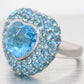 Modern Blue Topaz & Aquamarine Heart Cocktail Ring - 14k White Gold