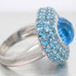 Modern Blue Topaz & Aquamarine Heart Cocktail Ring - 14k White Gold
