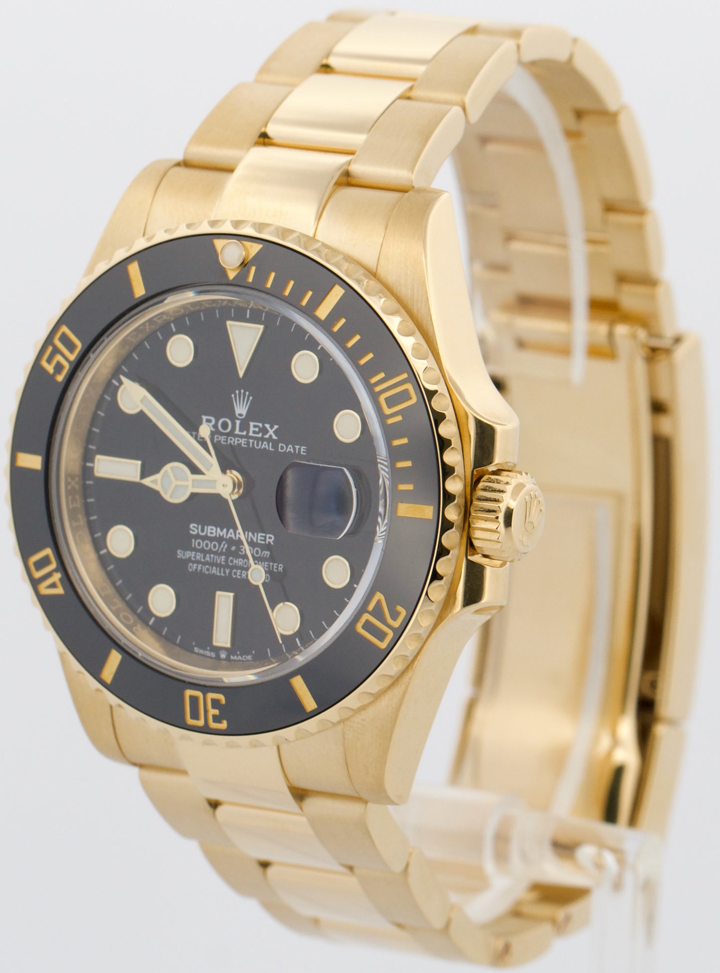 2022 PAPERS Rolex Submariner Date 41 BLACK 18K Yellow Gold Watch 126618 LN BOX