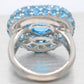 Modern Blue Topaz & Aquamarine Heart Cocktail Ring - 14k White Gold
