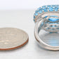 Modern Blue Topaz & Aquamarine Heart Cocktail Ring - 14k White Gold