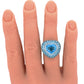 Modern Blue Topaz & Aquamarine Heart Cocktail Ring - 14k White Gold