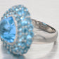 Modern Blue Topaz & Aquamarine Heart Cocktail Ring - 14k White Gold