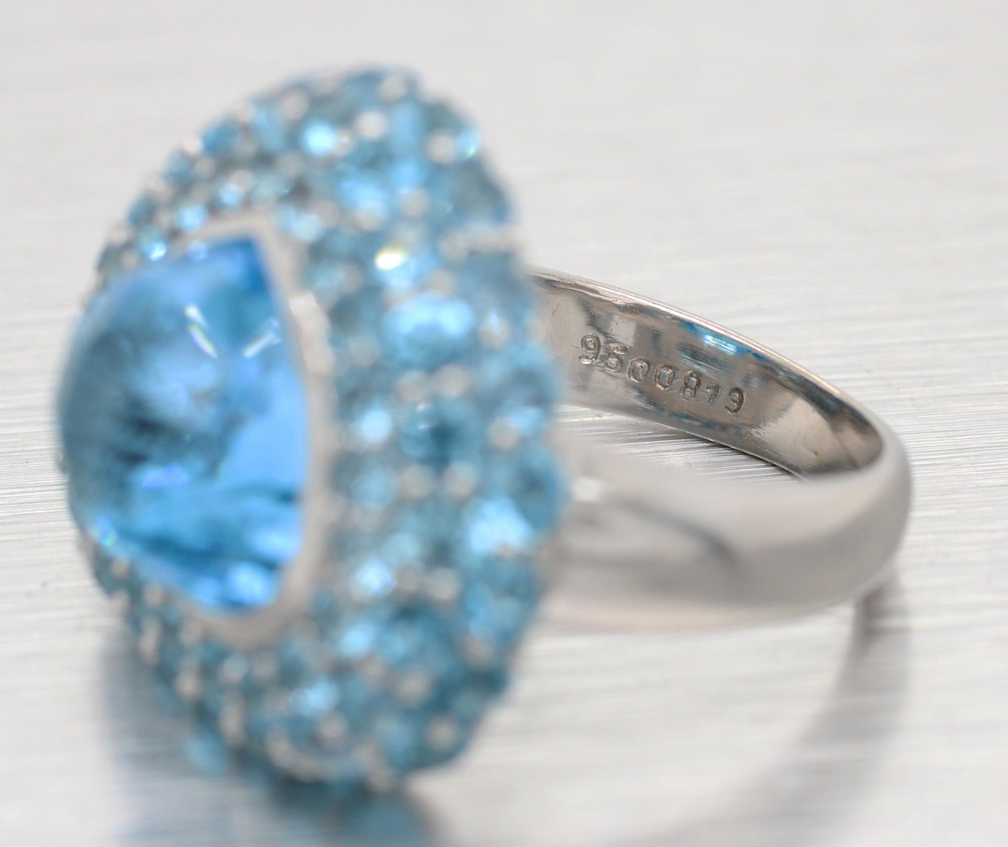 Modern Blue Topaz & Aquamarine Heart Cocktail Ring - 14k White Gold