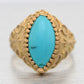 Vintage Italian Marquise Cut Turquoise Cocktail Ring - 18k Yellow Gold