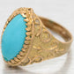 Vintage Italian Marquise Cut Turquoise Cocktail Ring - 18k Yellow Gold