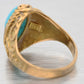 Vintage Italian Marquise Cut Turquoise Cocktail Ring - 18k Yellow Gold