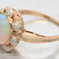 Antique Art Deco 3.20ct Crystal Opal Cocktail Ring | 14k Yellow Gold, Tri-Color Accents