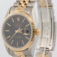 Rolex DateJust 36mm BLACK TAPESTRY 18K Yellow Gold JUBILEE Steel 16233 Watch