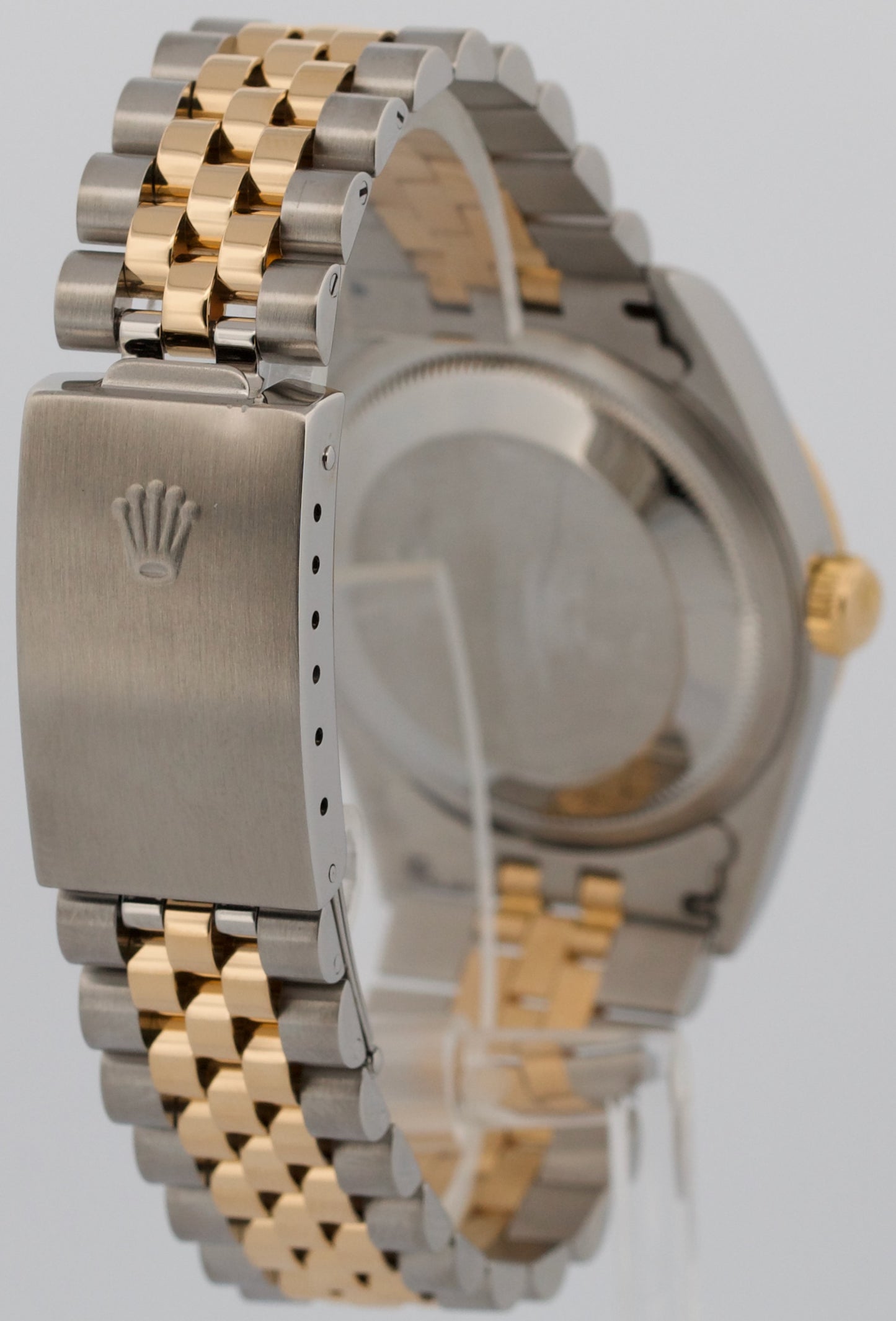 Rolex DateJust 36mm BLACK TAPESTRY 18K Yellow Gold JUBILEE Steel 16233 Watch