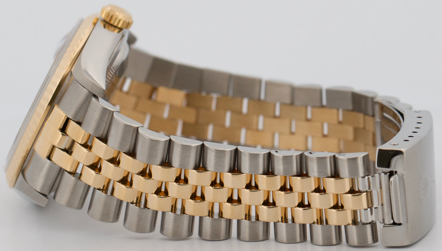 Rolex DateJust 36mm BLACK TAPESTRY 18K Yellow Gold JUBILEE Steel 16233 Watch