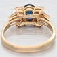 Vintage Oval Cut Blue Sapphire & Diamond Band Ring - 14k Yellow Gold