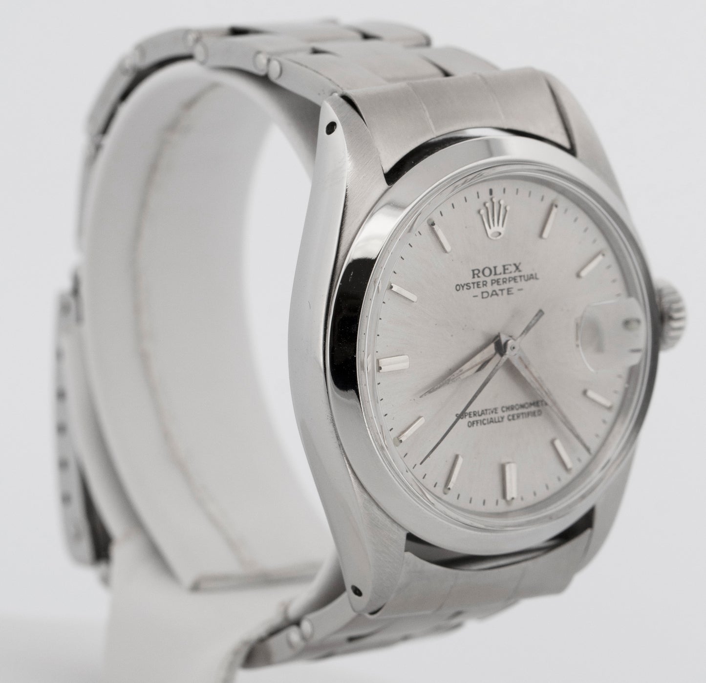 Vintage Rolex Oyster Perpetual Date SILVER Stainless Steel 34mm 1500 Watch