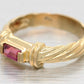 David Yurman Pink Tourmaline Metro Band Ring - 14k Yellow Gold Cable-Pattern