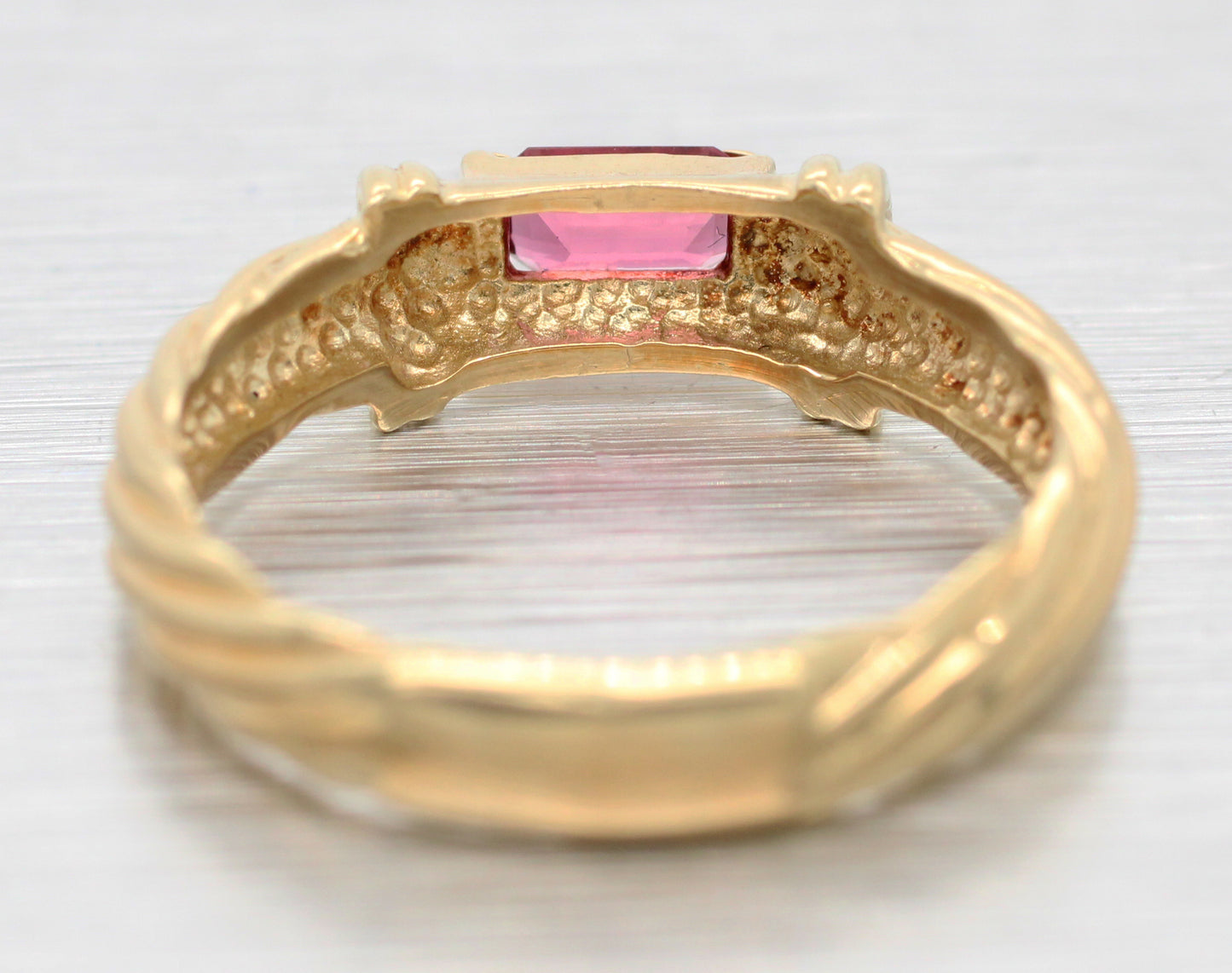 David Yurman Pink Tourmaline Metro Band Ring - 14k Yellow Gold Cable-Pattern