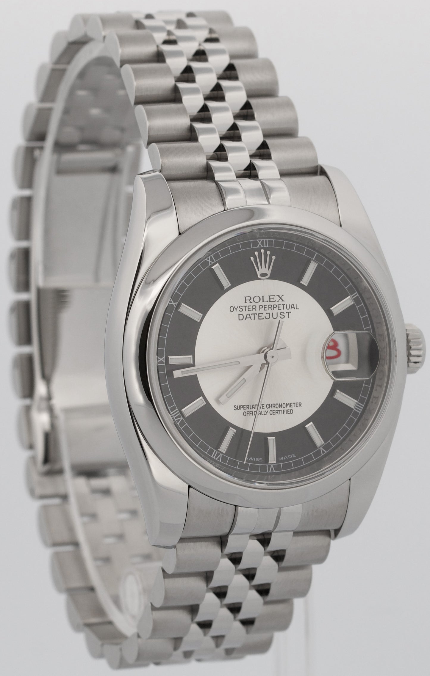 Rolex DateJust 36 TUXEDO Black Silver Steel JUBILEE 36mm RED ROULETTE 116200