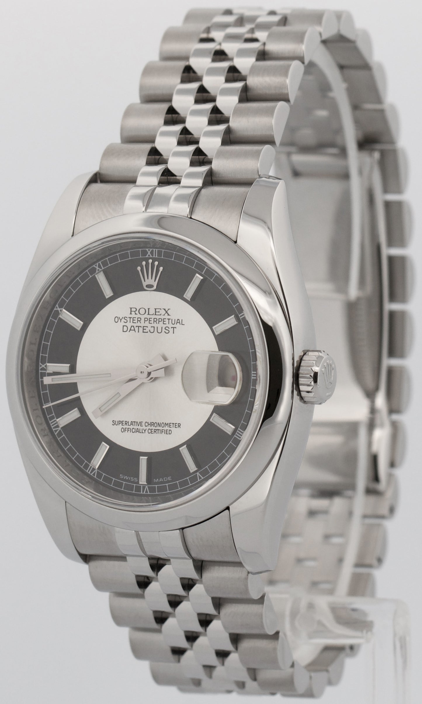 Rolex DateJust 36 TUXEDO Black Silver Steel JUBILEE 36mm RED ROULETTE 116200