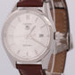 MINT Tag Heuer Carrera Date Calibre 5 Steel SILVER 38mm Leather WV211A-0 Watch