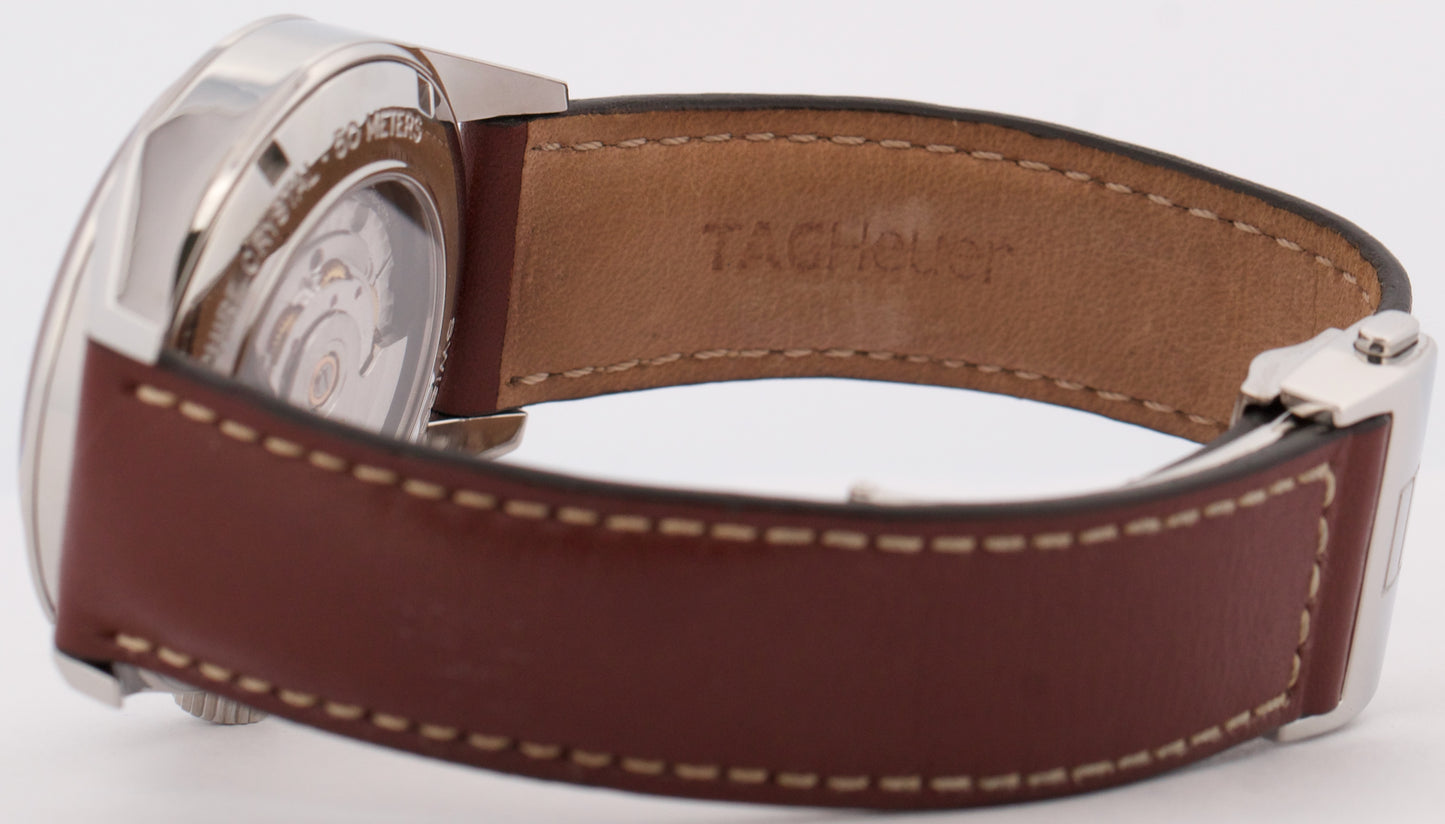 MINT Tag Heuer Carrera Date Calibre 5 Steel SILVER 38mm Leather WV211A-0 Watch
