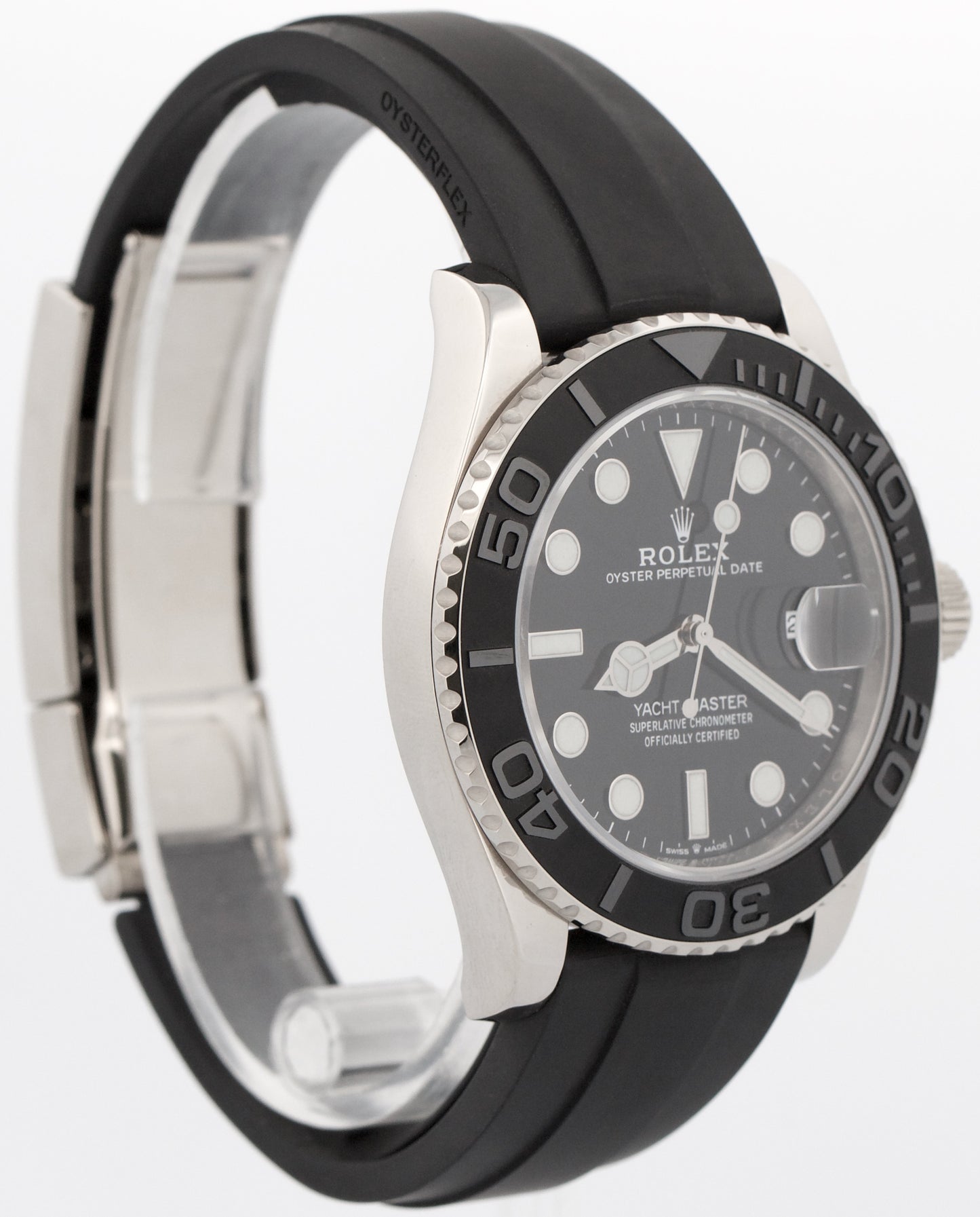 2022 PAPERS Rolex Yacht-Master BLACK 18K White Gold Oysterflex 42mm 226659 BOX