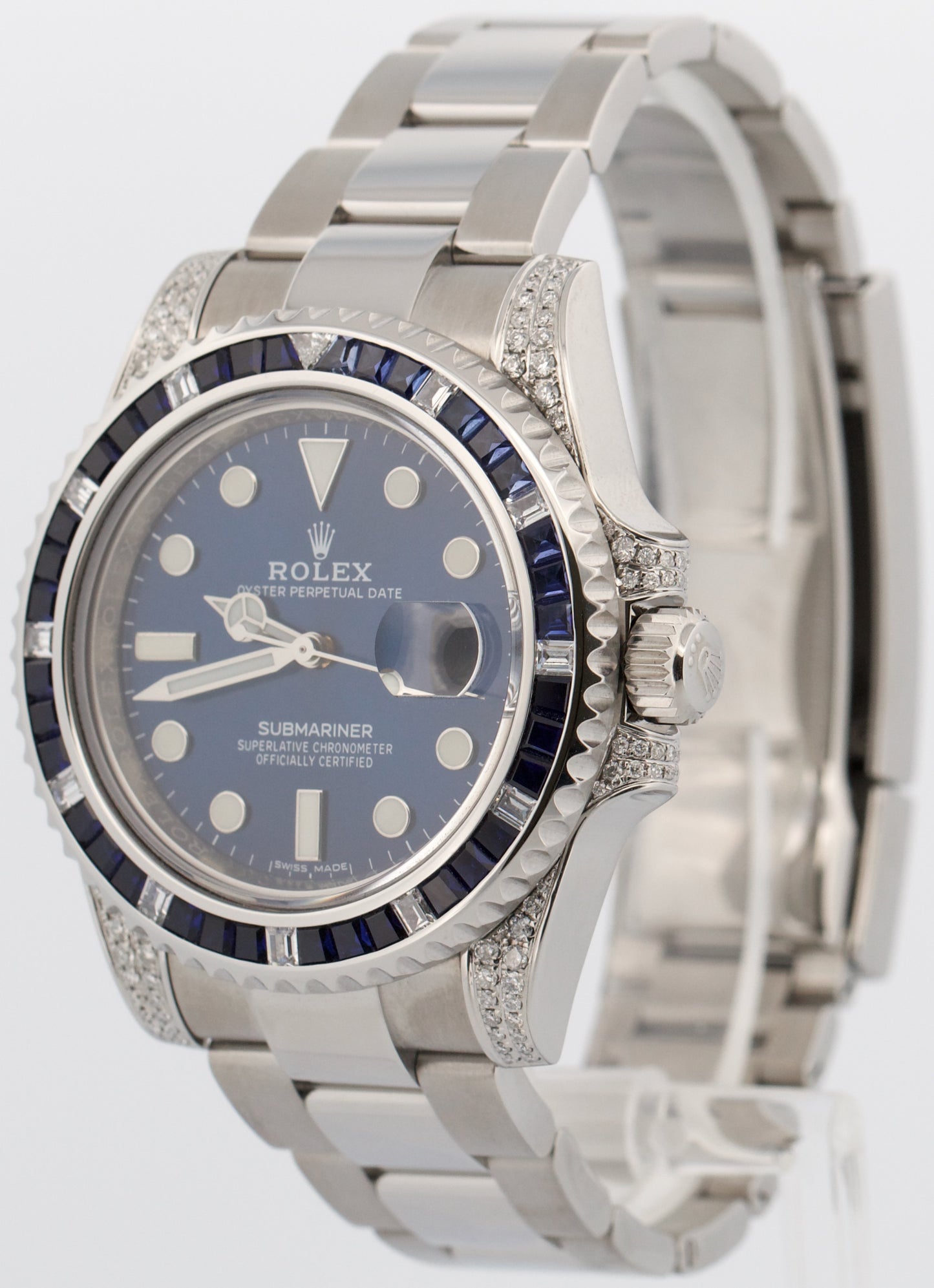 Rolex Submariner Date BLUE DIAMOND SAPPHIRE Stainless Steel 40mm Watch 116610