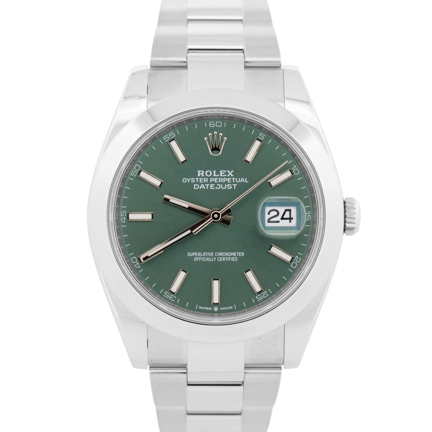 2022 PAPERS Rolex DateJust 41 MINT GREEN Stainless Steel 41mm 126300 Watch BOX