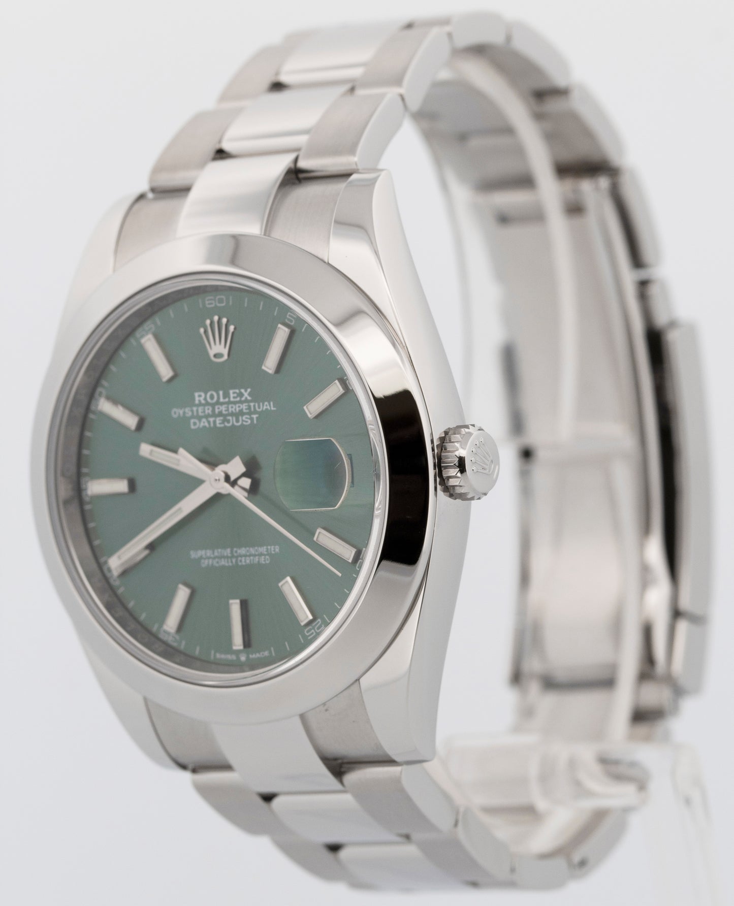 2022 PAPERS Rolex DateJust 41 MINT GREEN Stainless Steel 41mm 126300 Watch BOX