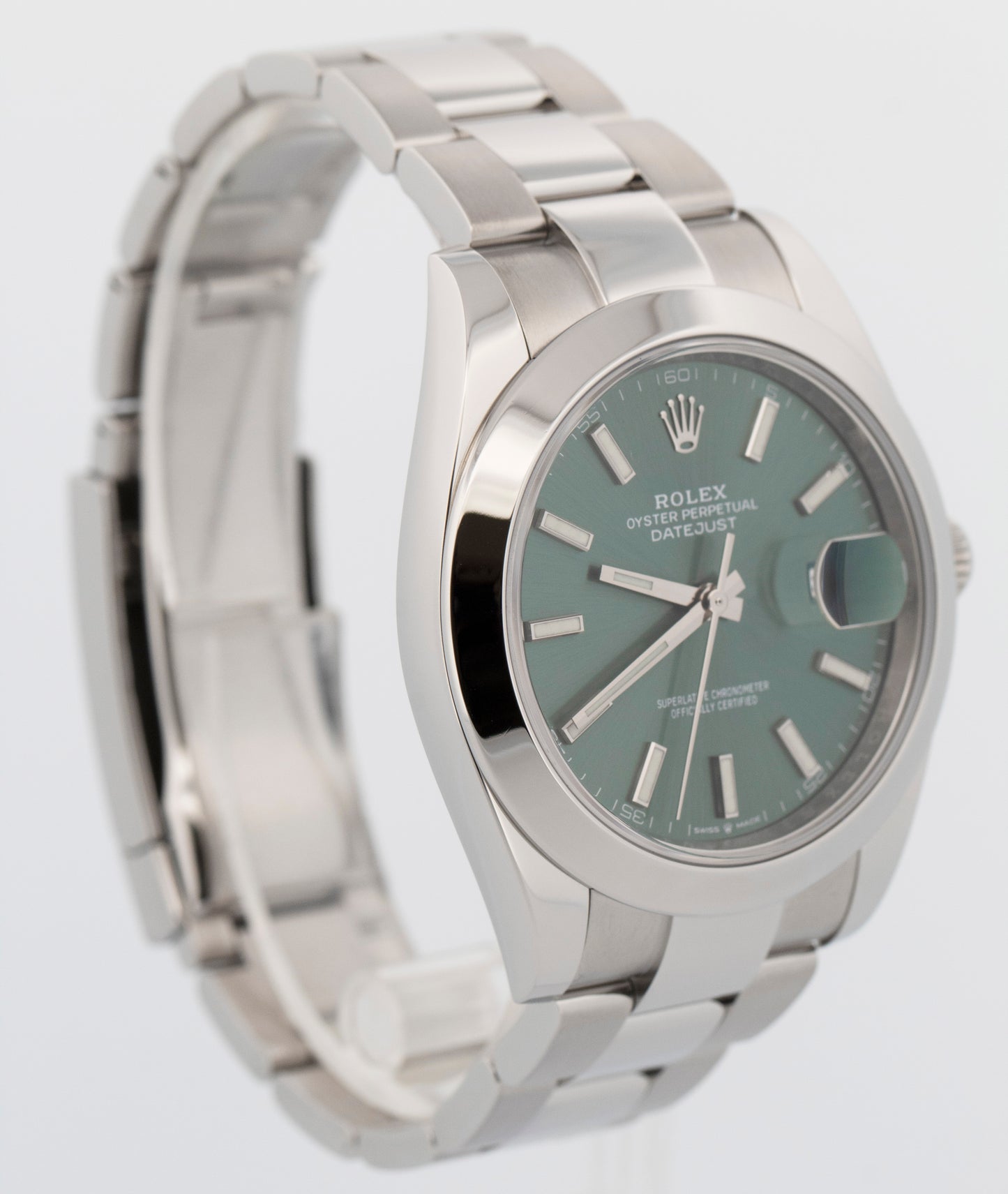 2022 PAPERS Rolex DateJust 41 MINT GREEN Stainless Steel 41mm 126300 Watch BOX