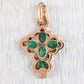 Vintage 0.75ctw Green Emerald & Diamond Cross Charm - 14k Yellow Gold Pendant