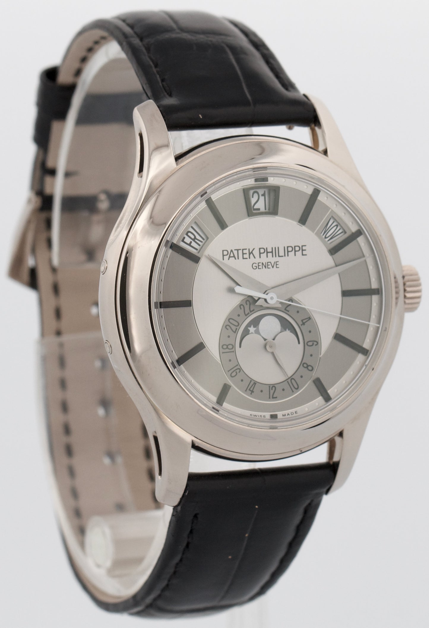 Patek Philippe Annual Calendar 18K White Gold GRAY SILVER Leather 40mm 5205G