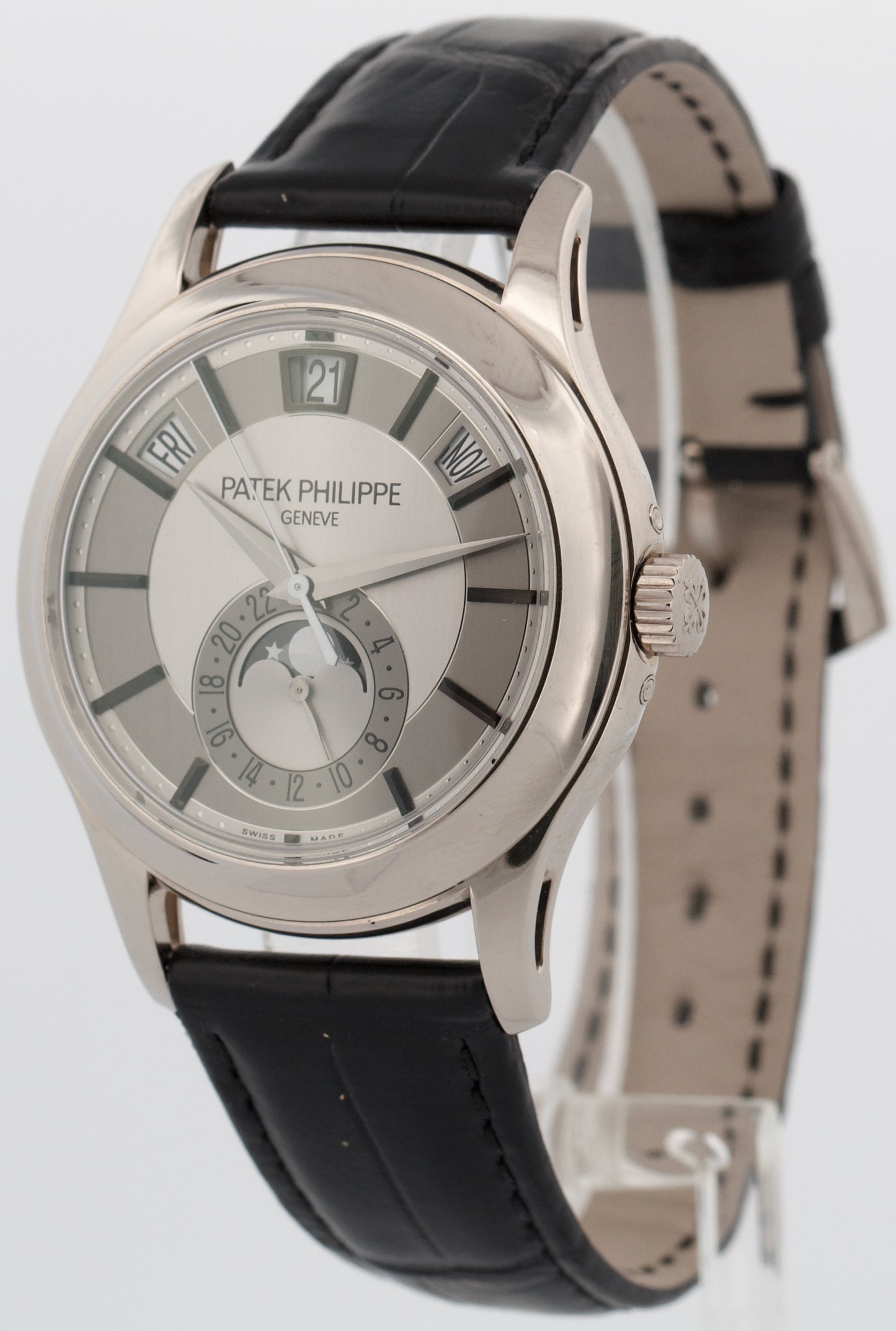 Patek Philippe Annual Calendar 18K White Gold GRAY SILVER Leather 40mm 5205G