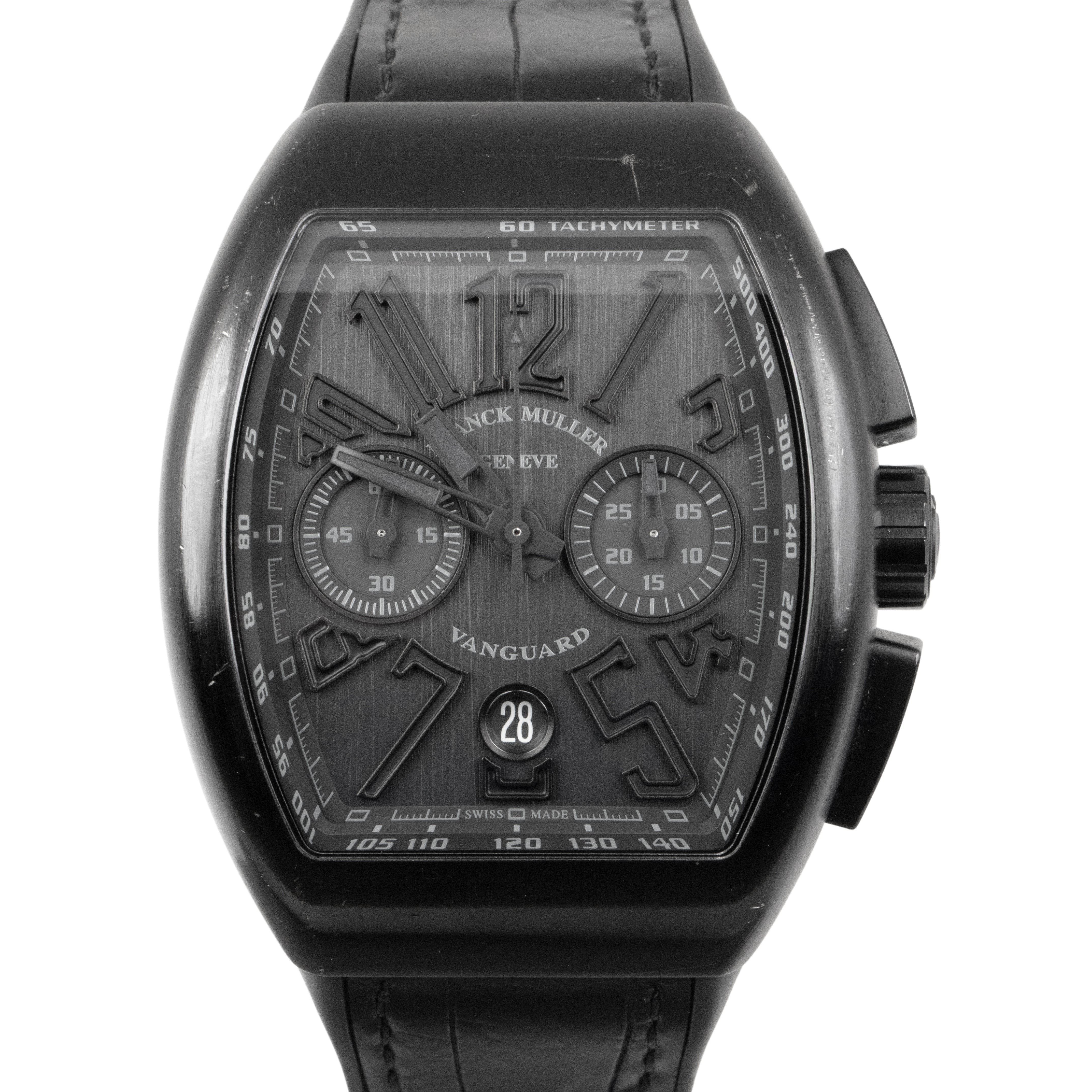 PAPERS Franck Muller Vanguard Black Titanium Chrono 45mm Watch V45 CC CollectorsWatches