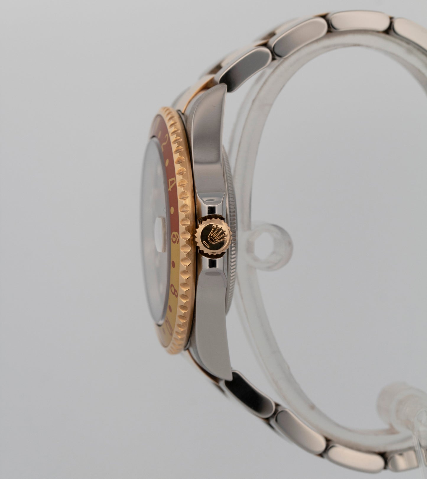 Rolex GMT-Master II BROWN Two-Tone Gold Steel NO-HOLES 40mm 16713 Watch