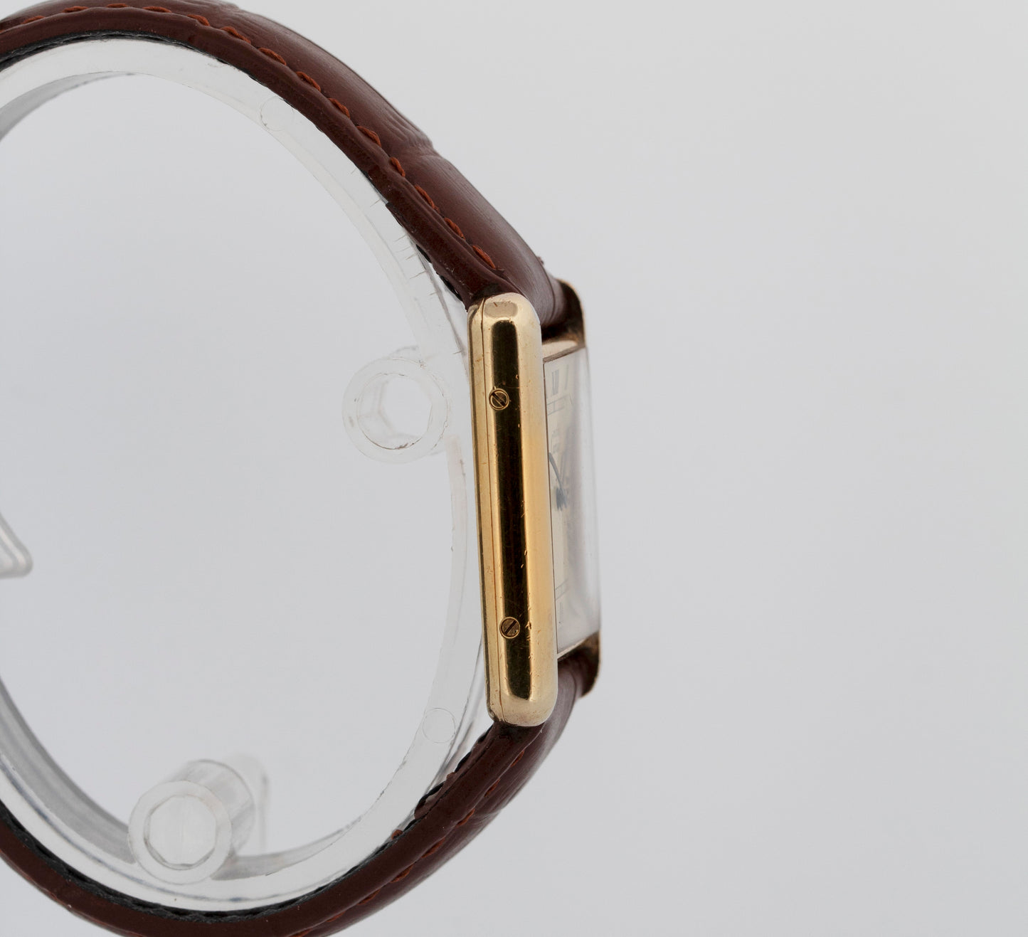 Cartier Tank Quartz Ivory Roman Sterling Silver Vermeil Gold 23.5mm Watch 881008