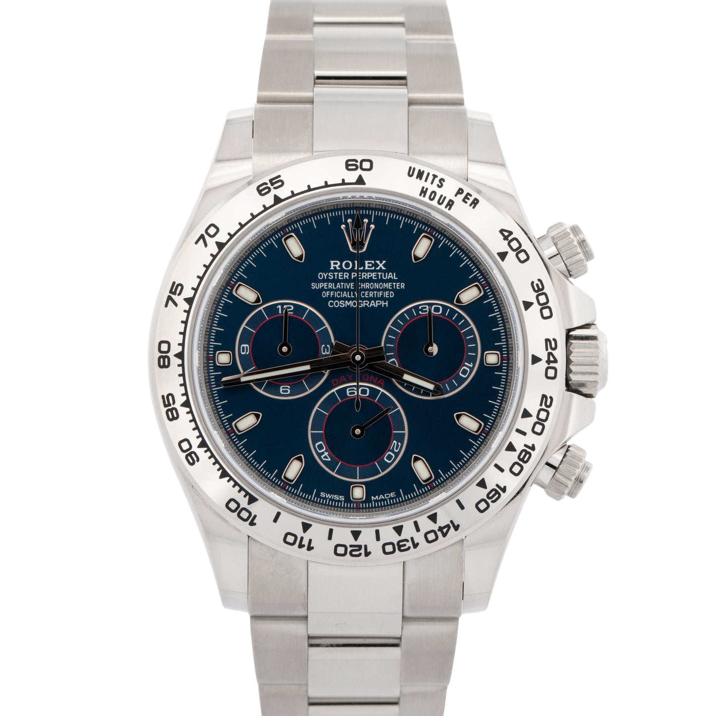 PAPERS Rolex Daytona Cosmograph BLUE 18K White Gold 40mm Watch 116509 BOX
