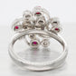 Antique Art Deco 0.30 ctw Ruby & Diamond Swirl Cocktail Ring - 14k White Gold