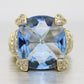 Judith Ripka Monaco Large Blue Quartz & Diamond Cocktail Ring - 18k Yellow Gold