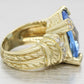 Judith Ripka Monaco Large Blue Quartz & Diamond Cocktail Ring - 18k Yellow Gold