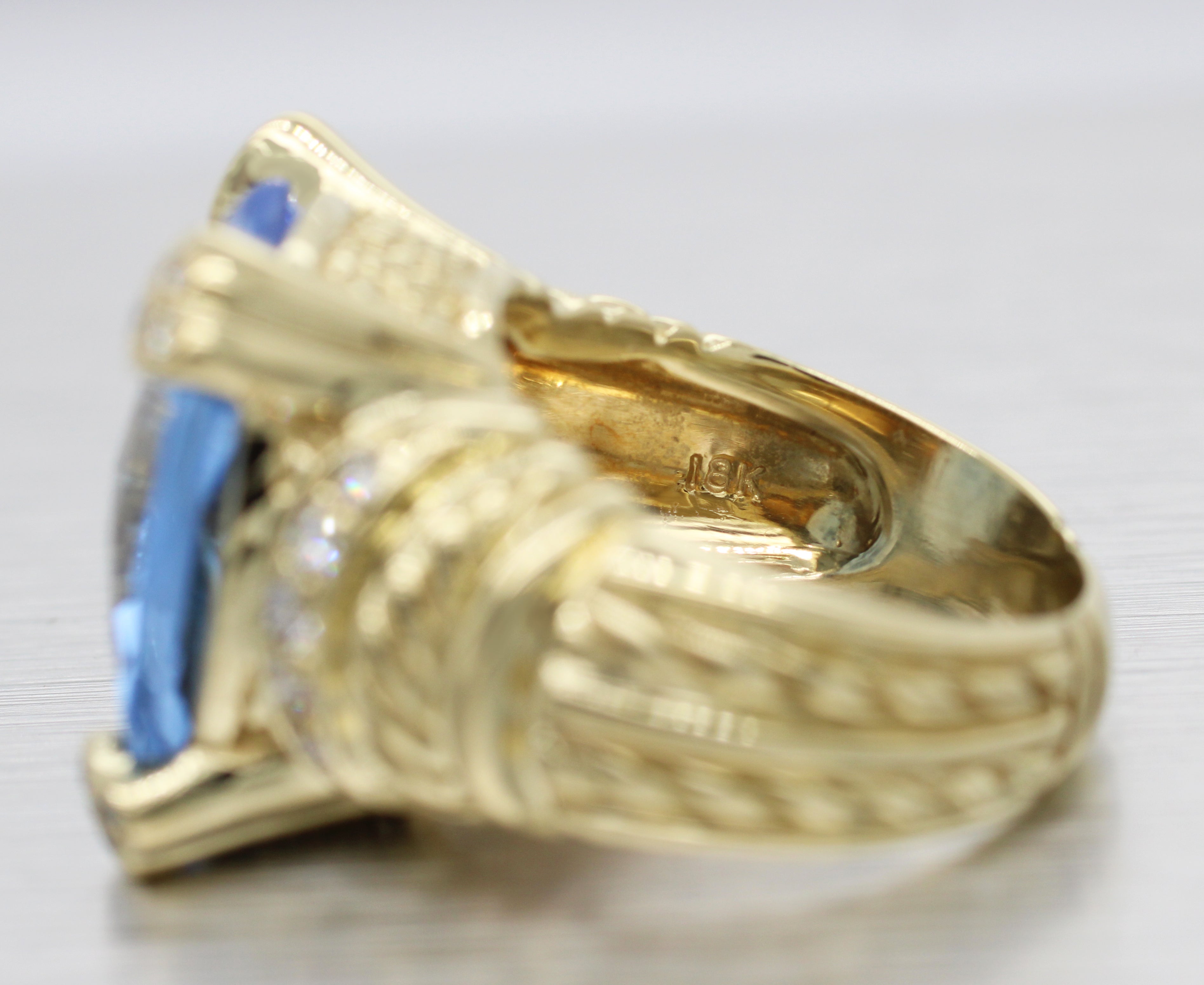 Judith Ripka Monaco Large Blue Quartz & Diamond Cocktail
