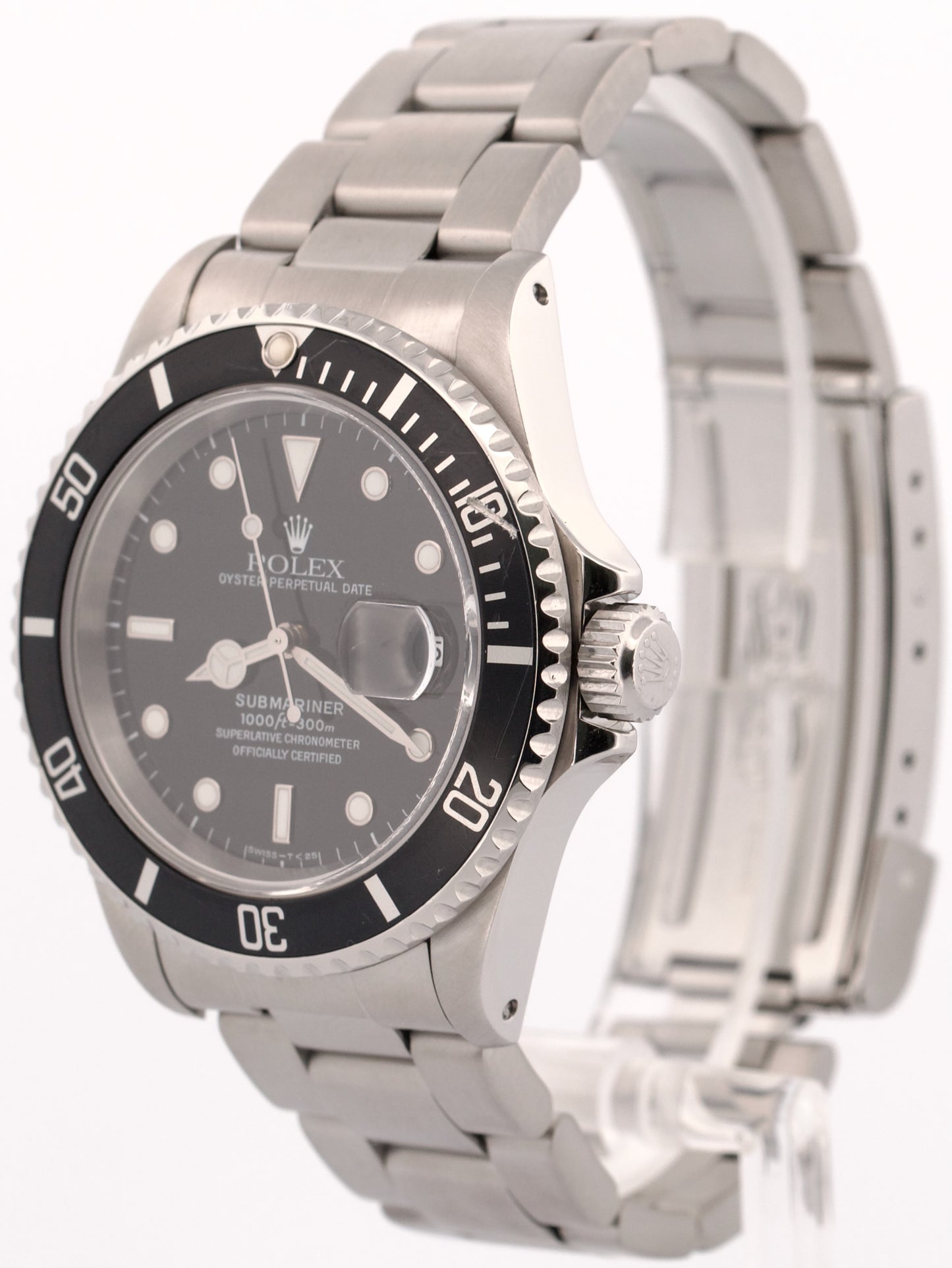 1997 Rolex Submariner Date BLACK Stainless Steel 40mm Date Automatic Watch 16610