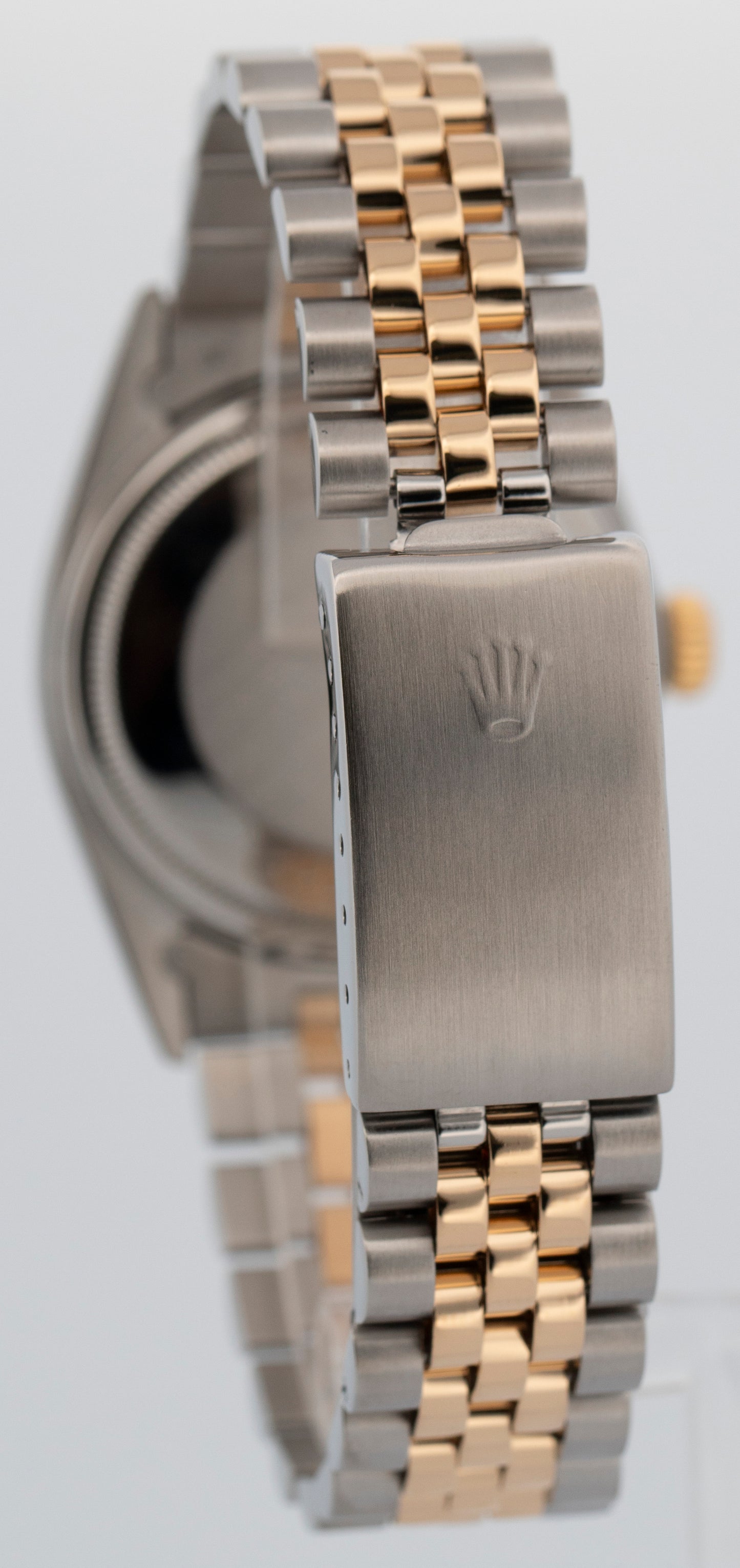 Rolex DateJust 36mm Black Tapestry Two-Tone Jubilee 18K Yellow Gold Watch 16013